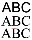 Image:Serif sample ABC in Arial, Times, Times with serifs highlighted.png